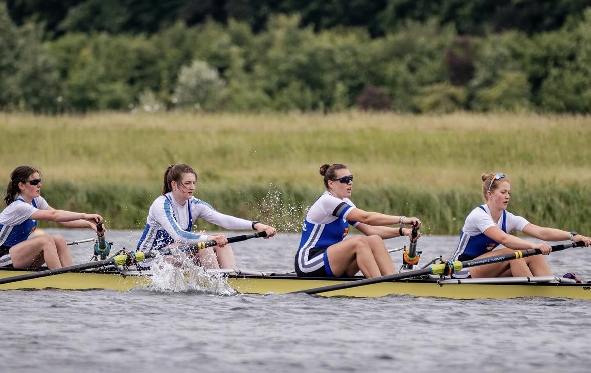 Ellen rowing in a coxless four